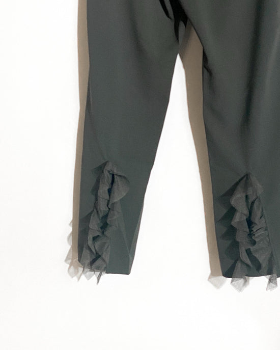 aalis HINI MESH mesh ruffle hem pants (Dark khaki)