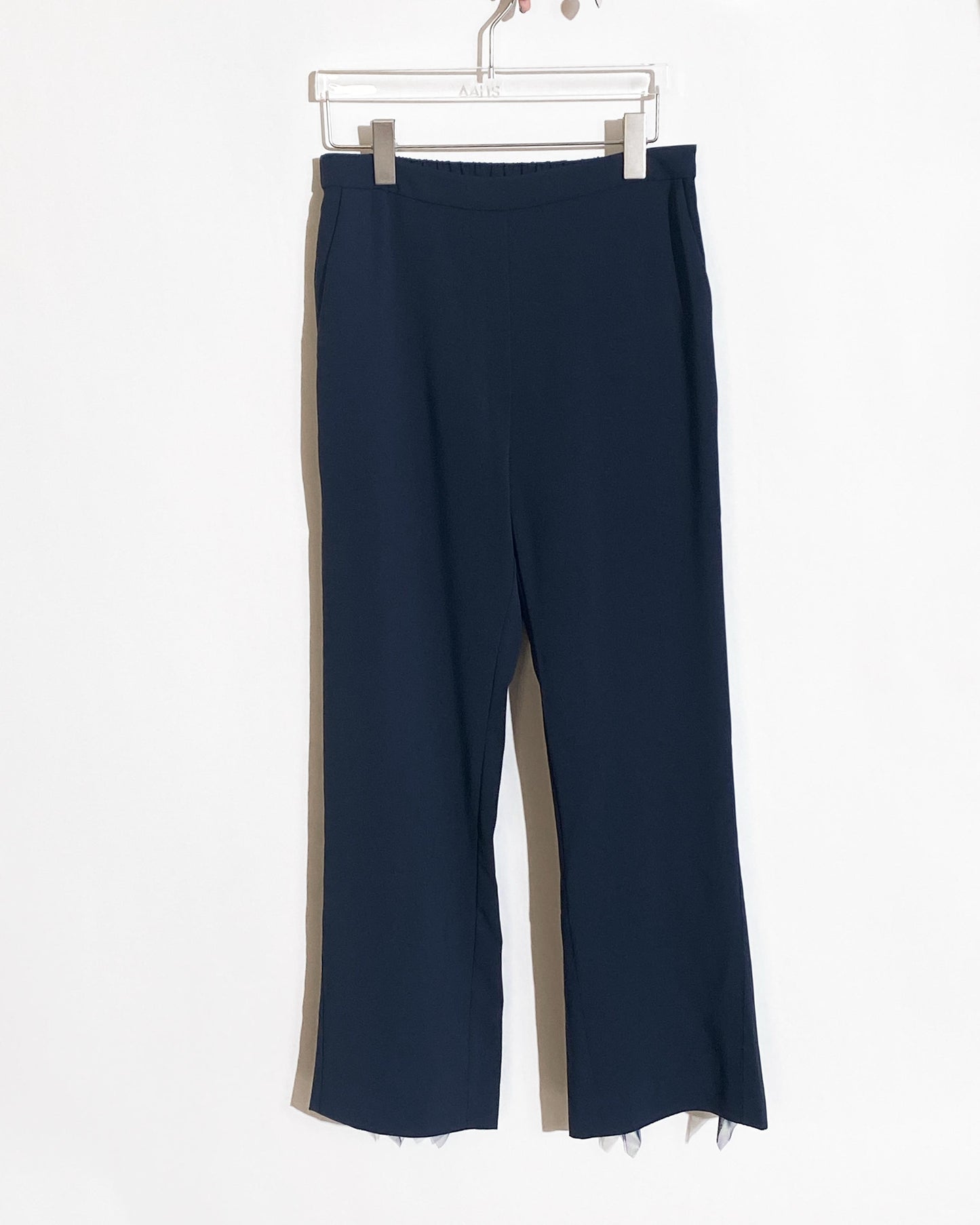 aalis HINI MESH mesh ruffle hem pants (Navy)