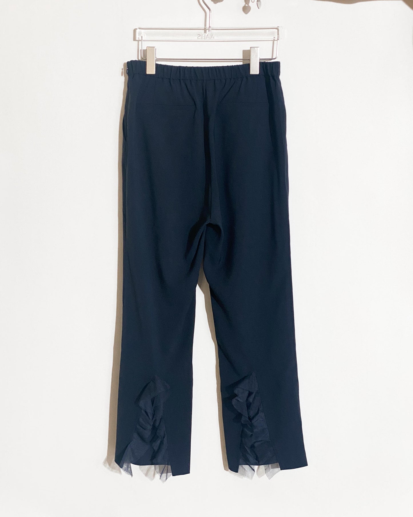 aalis HINI MESH mesh ruffle hem pants (Navy)