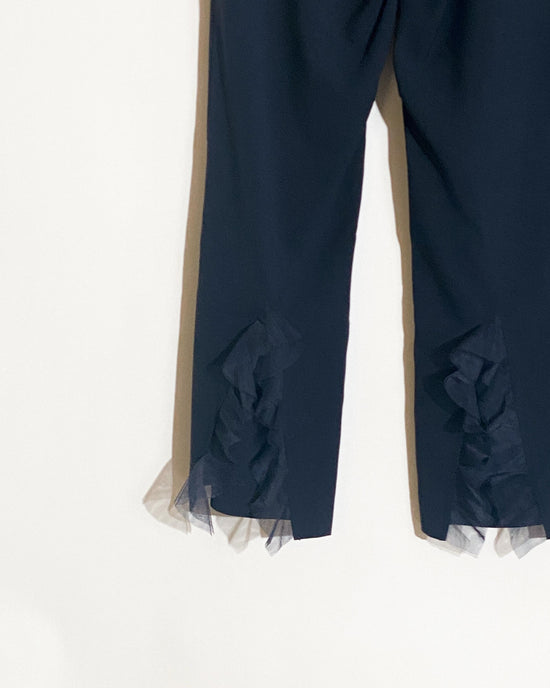 aalis HINI MESH mesh ruffle hem pants (Navy)