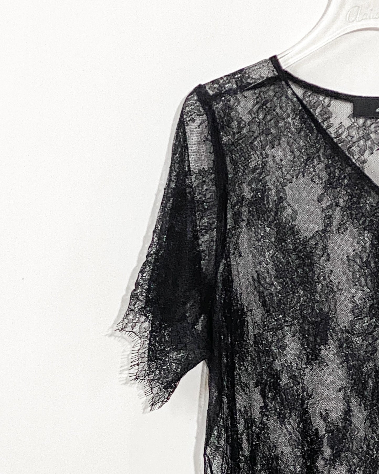 aalis AALIS 15 V neck lace tee (Black)