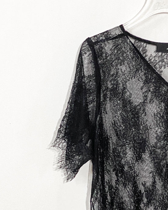 aalis AALIS 15 V neck lace tee (Black)