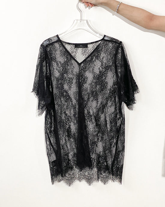 aalis AALIS 15 V neck lace tee (Black)