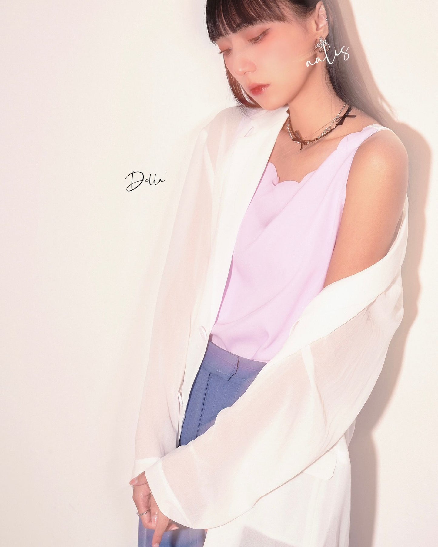 aalis DELLA oversized blazer (White chiffon)