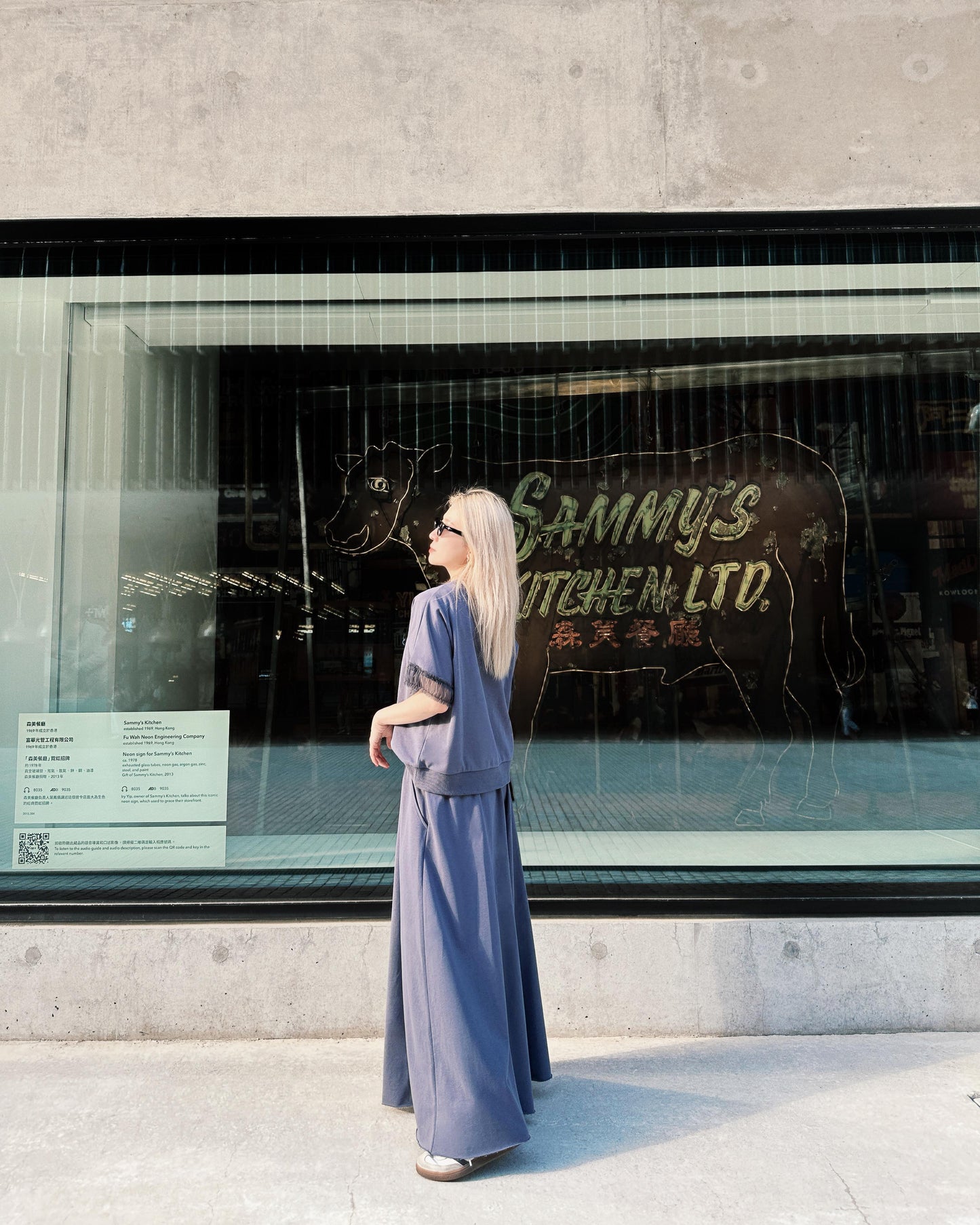 aalis ASENKA sleeves mesh ruching (Grey Blue)