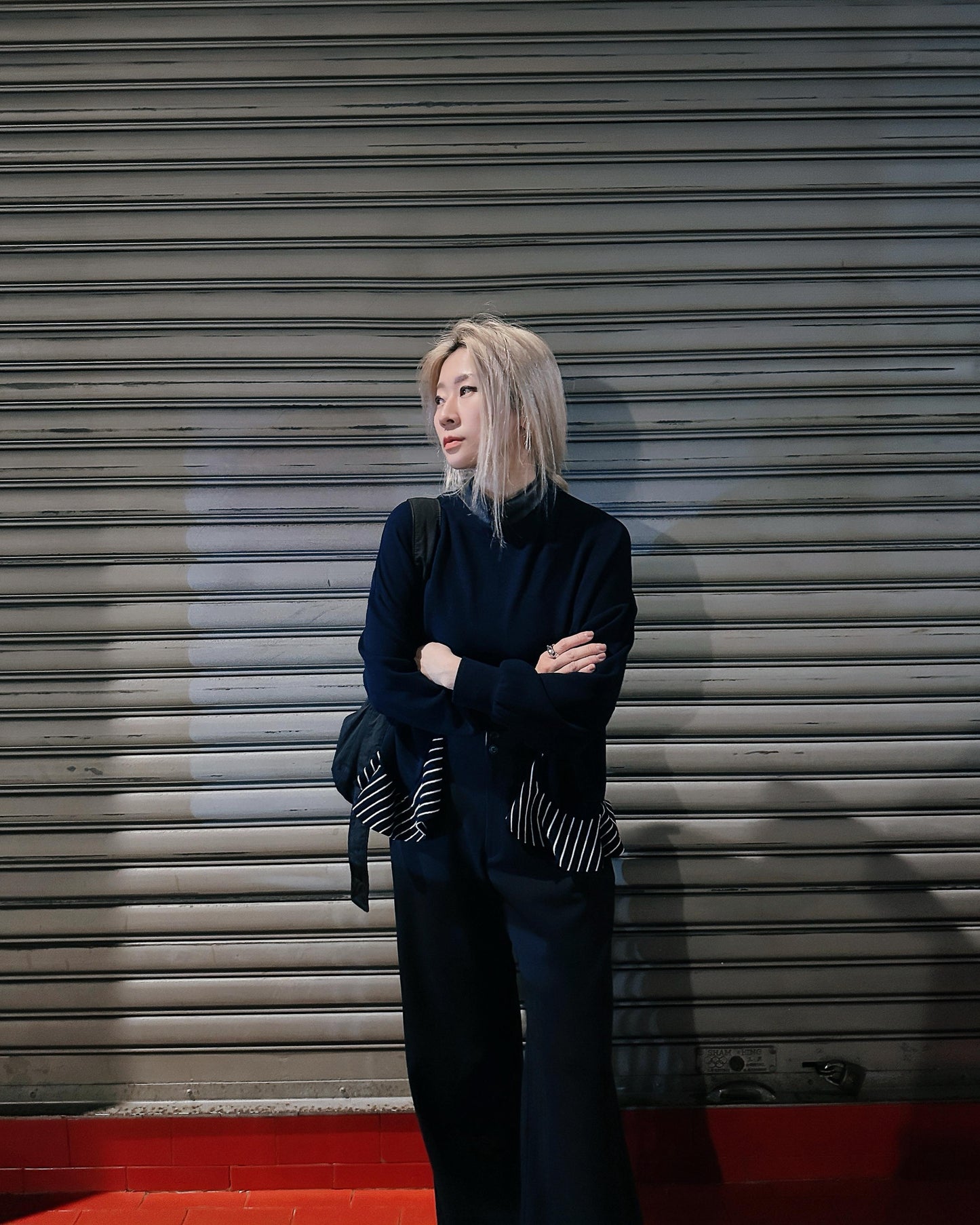 aalis CARA FW25 ruffle hem sweater (Navy Mix)