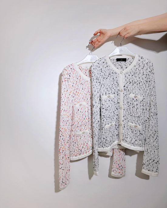 aalis FAYA FW25 - Mini Pom Pom knitted cardigan (Grey Mix)