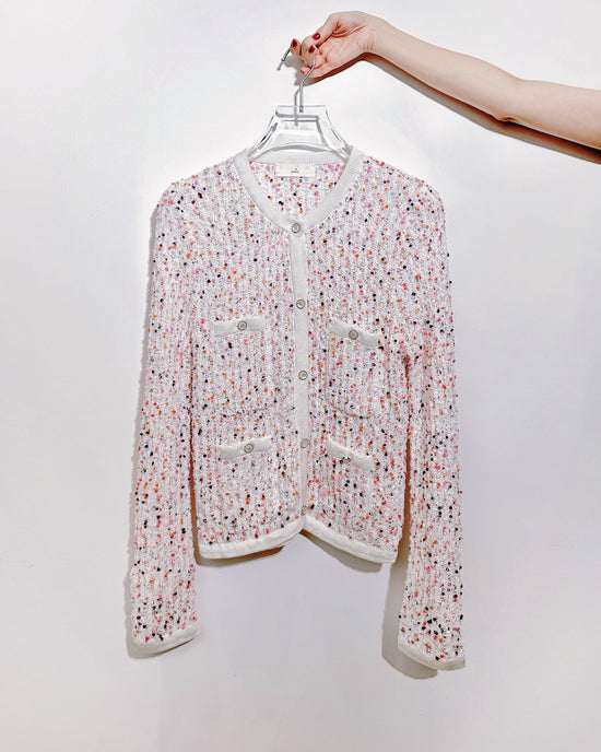 aalis FAYA FW25 - Mini Pom Pom knitted cardigan (Purple Mix)