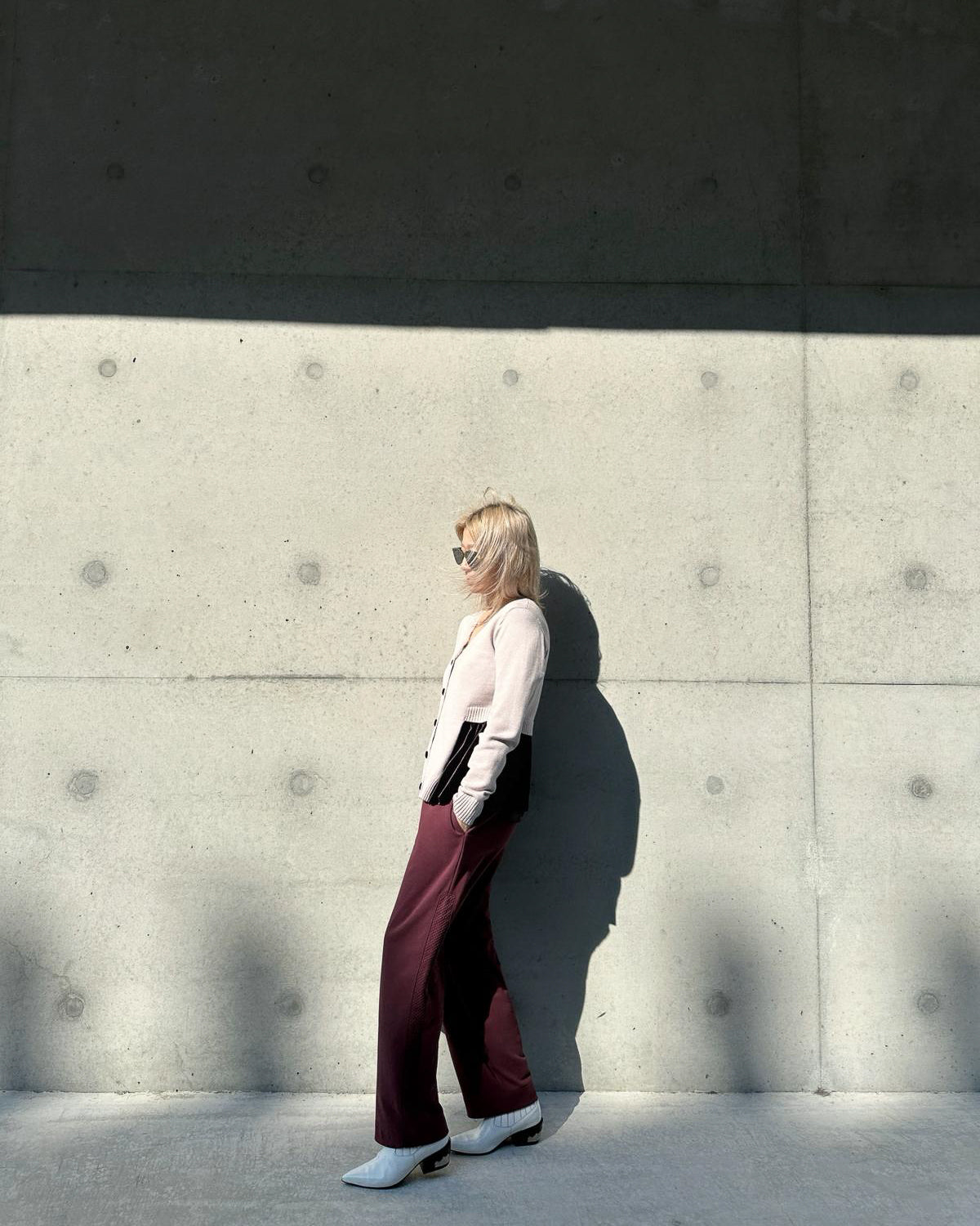 (Pre-order) aalis CHARLEE velvet panel V neck cardigan (Dusty Pink)