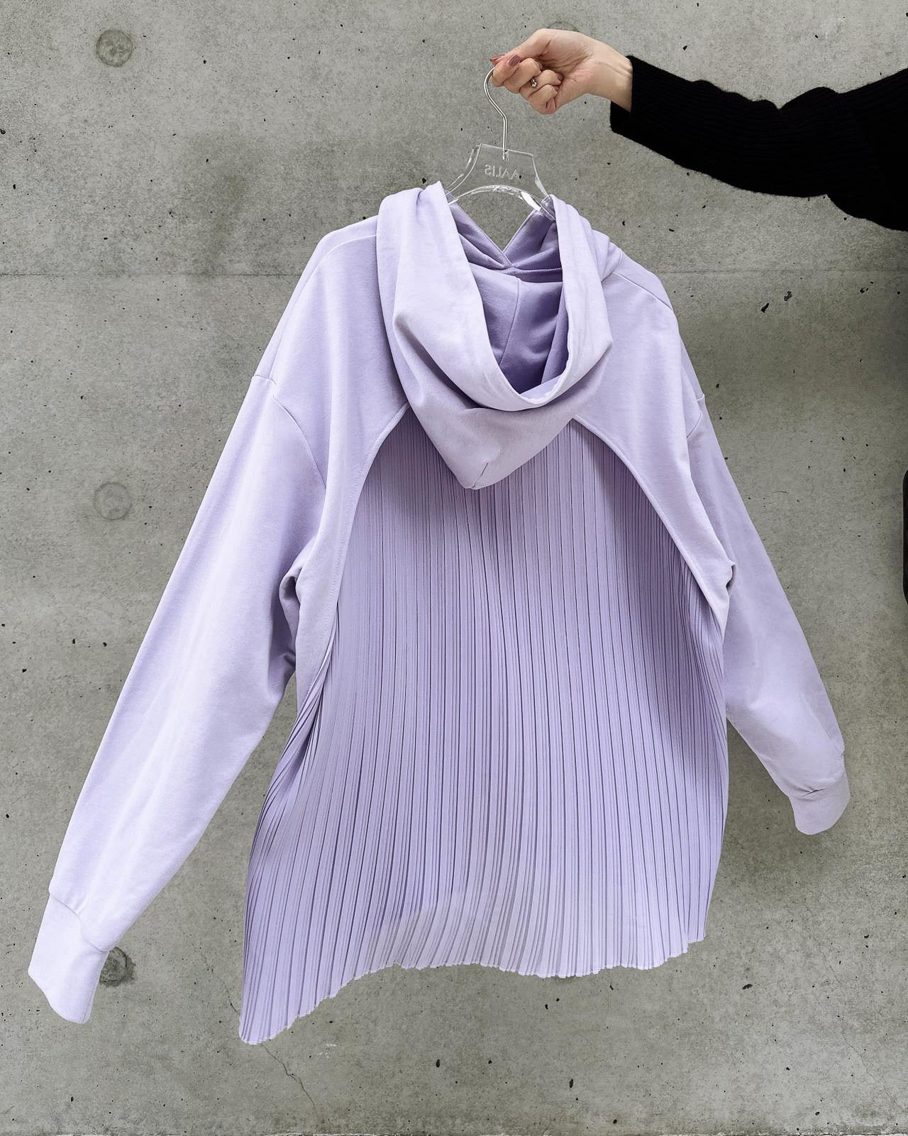 aalis PARMA pleated chiffon hoodie (Lilac)