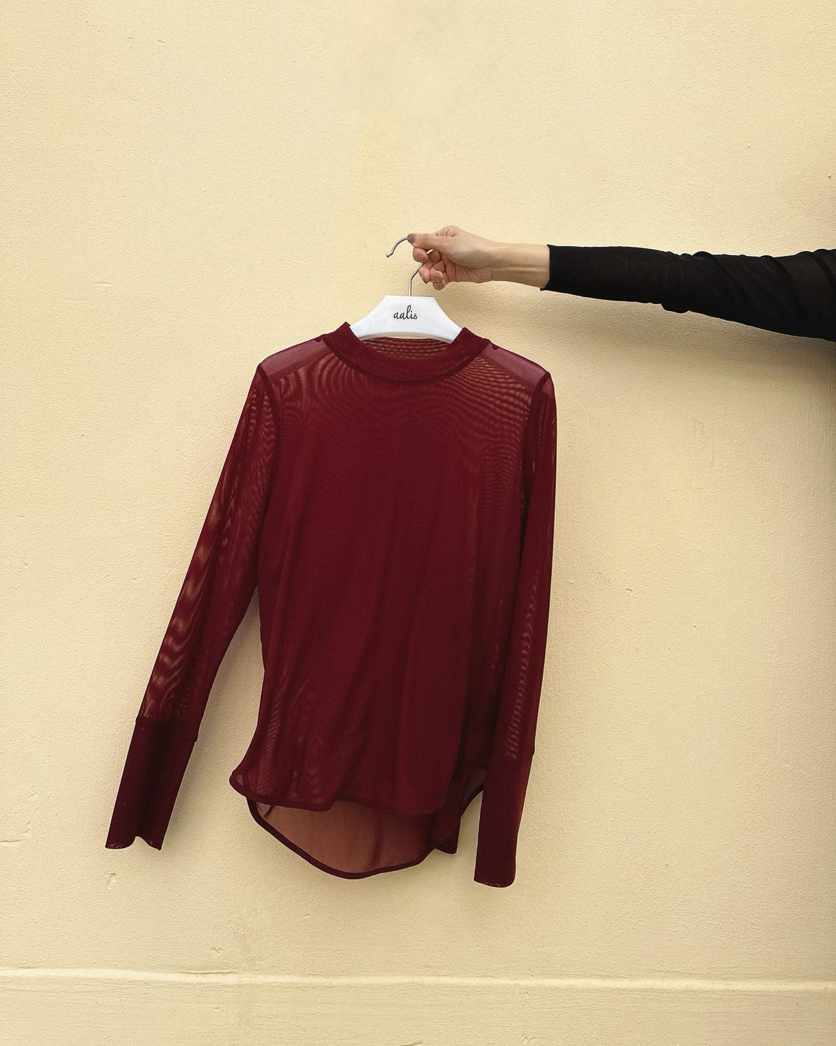 aalis RIVKA mesh crew neck top (Burgundy)