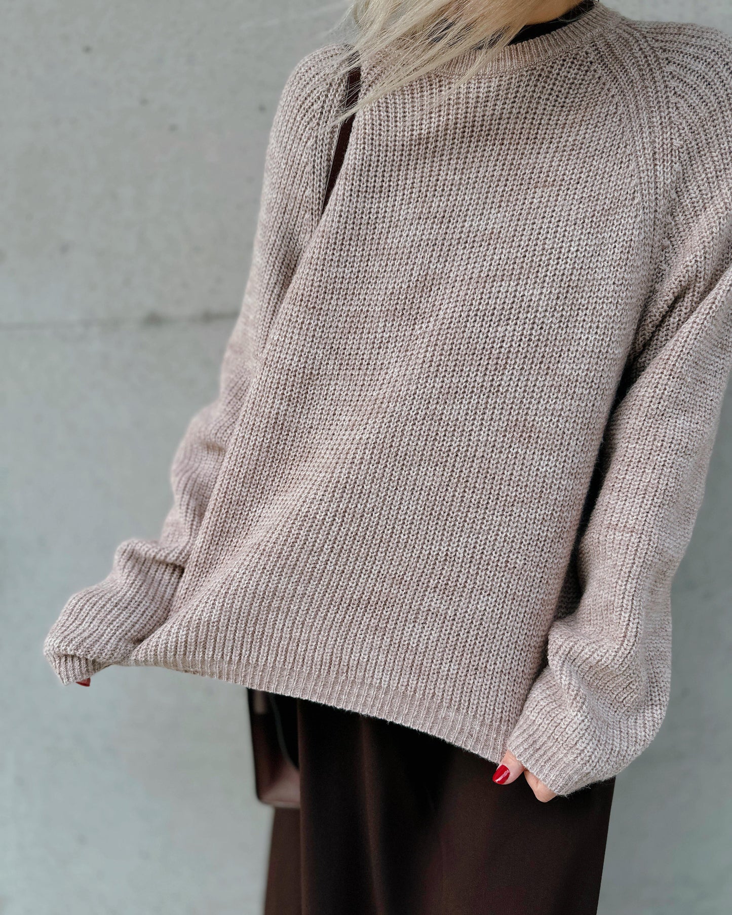 aalis ELA raglan sleeves knitted sweater (Heather Brown)
