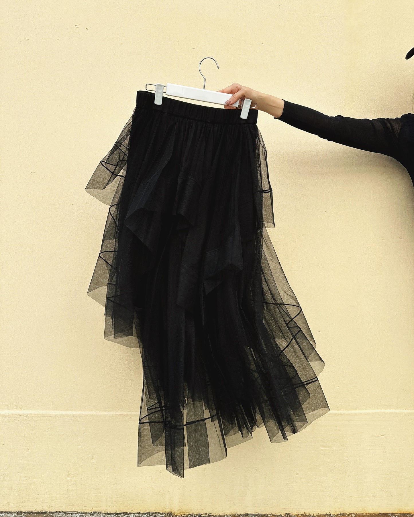 aalis EMBER tiered cascade mesh skirt (Black Mesh)