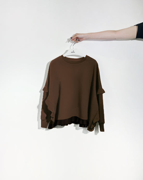 (Pre-order) aalis CANVA ruffle detail sweater (Brown)