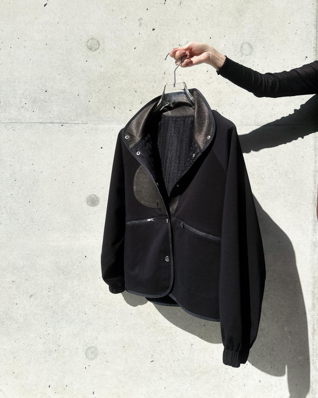 aalis ROMY leather detail 2-way jacket (Black)