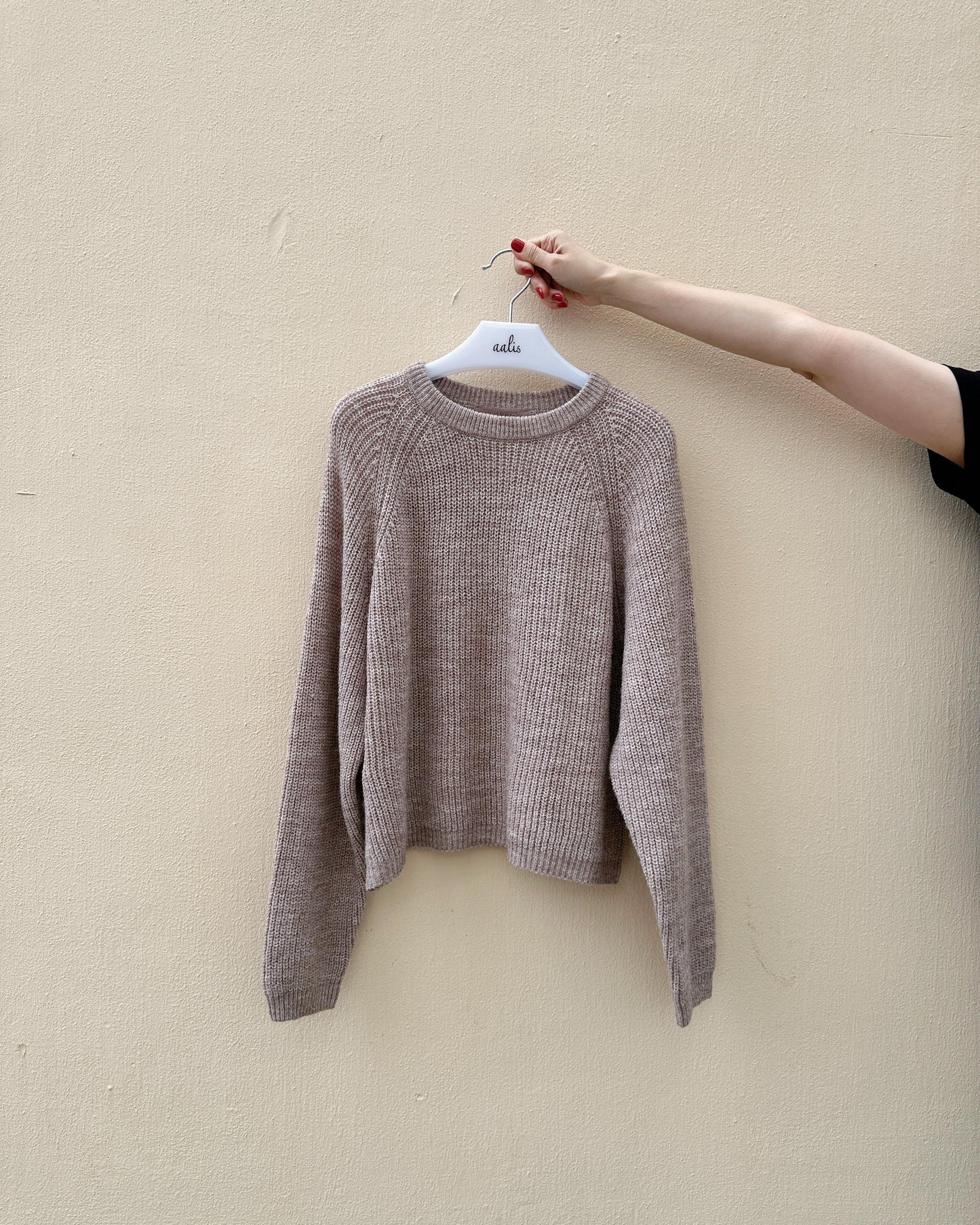 aalis ELA raglan sleeves knitted sweater (Heather Brown)
