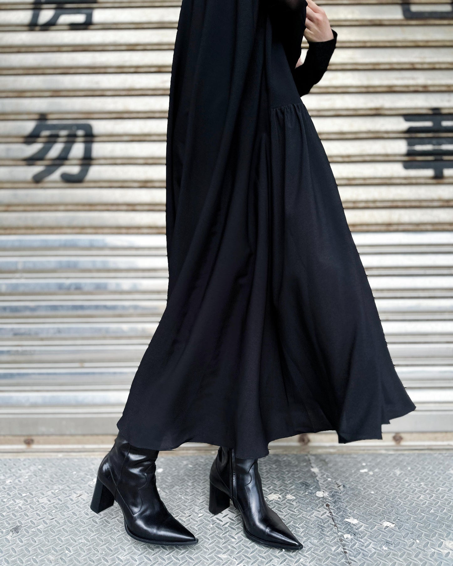 aalis ZANI cape detail maxi dress (Black)