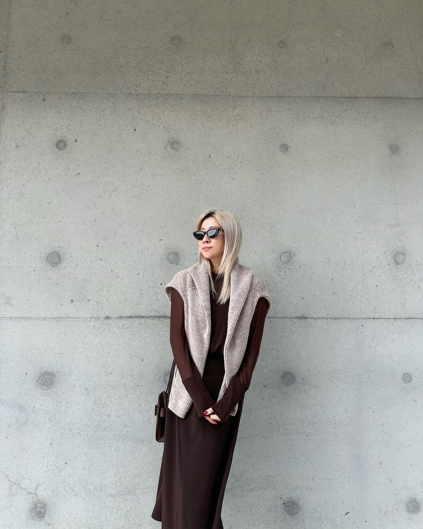 aalis ELA raglan sleeves knitted sweater (Heather Brown)