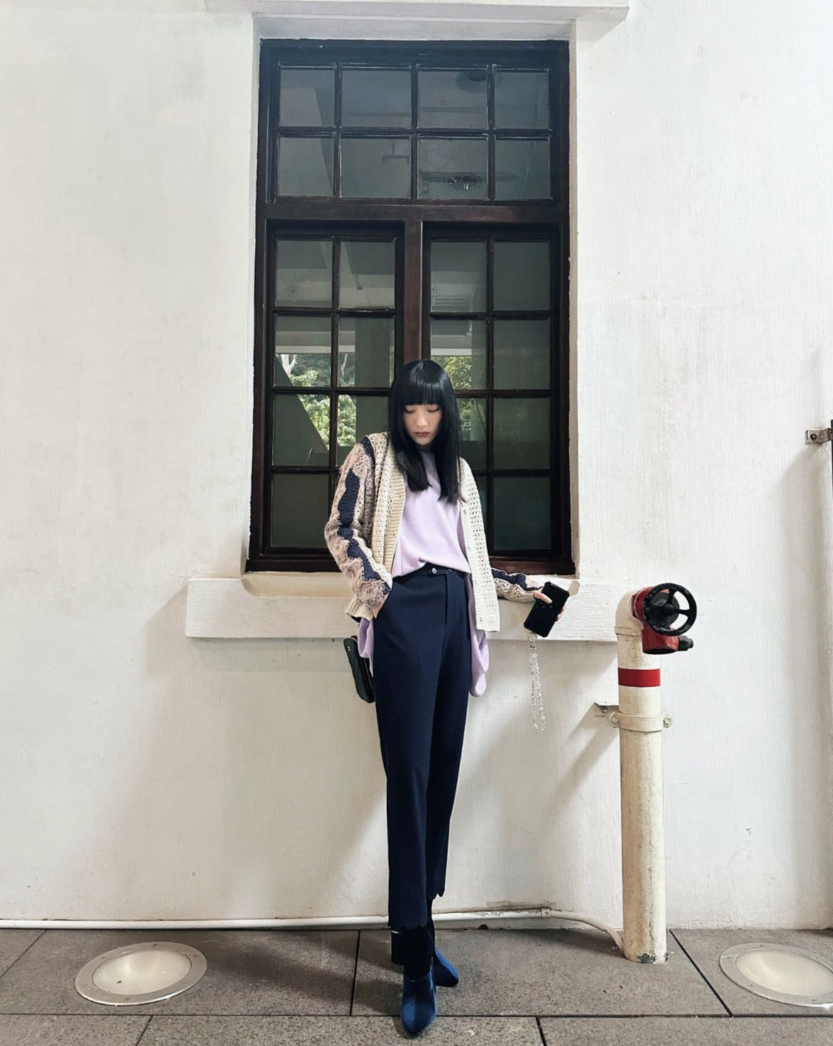 aalis KARA scallop edge pants (Navy)