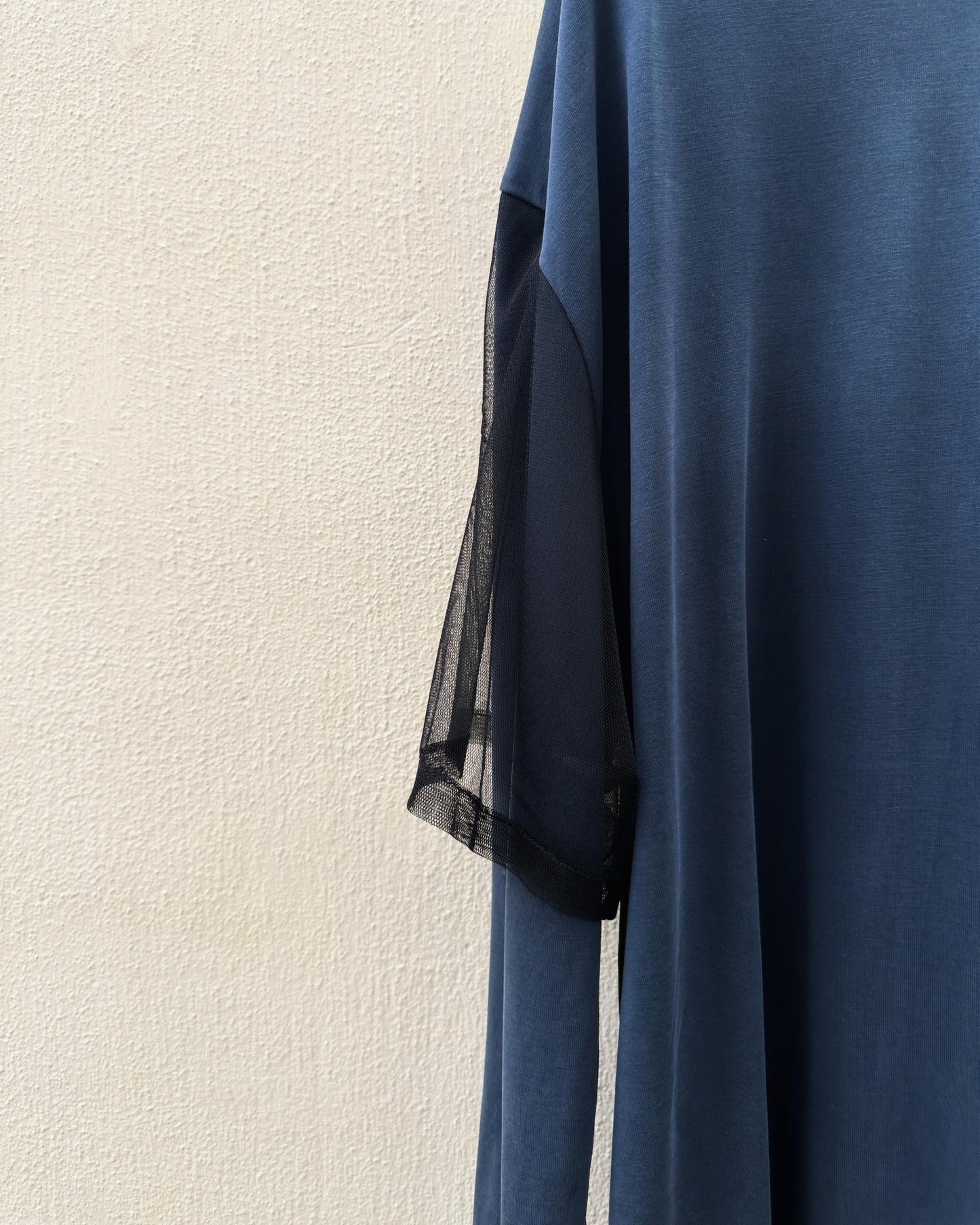 aalis AIMEE mesh short sleeves dropped shoulder top (Dark Blue)