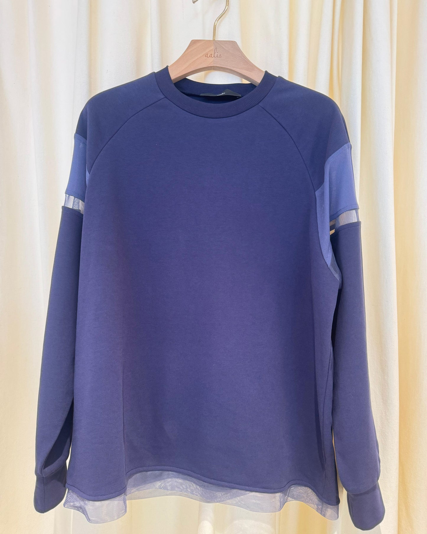 aalis AIKO mesh panel raglan sleeves sweater (Purple Blue)