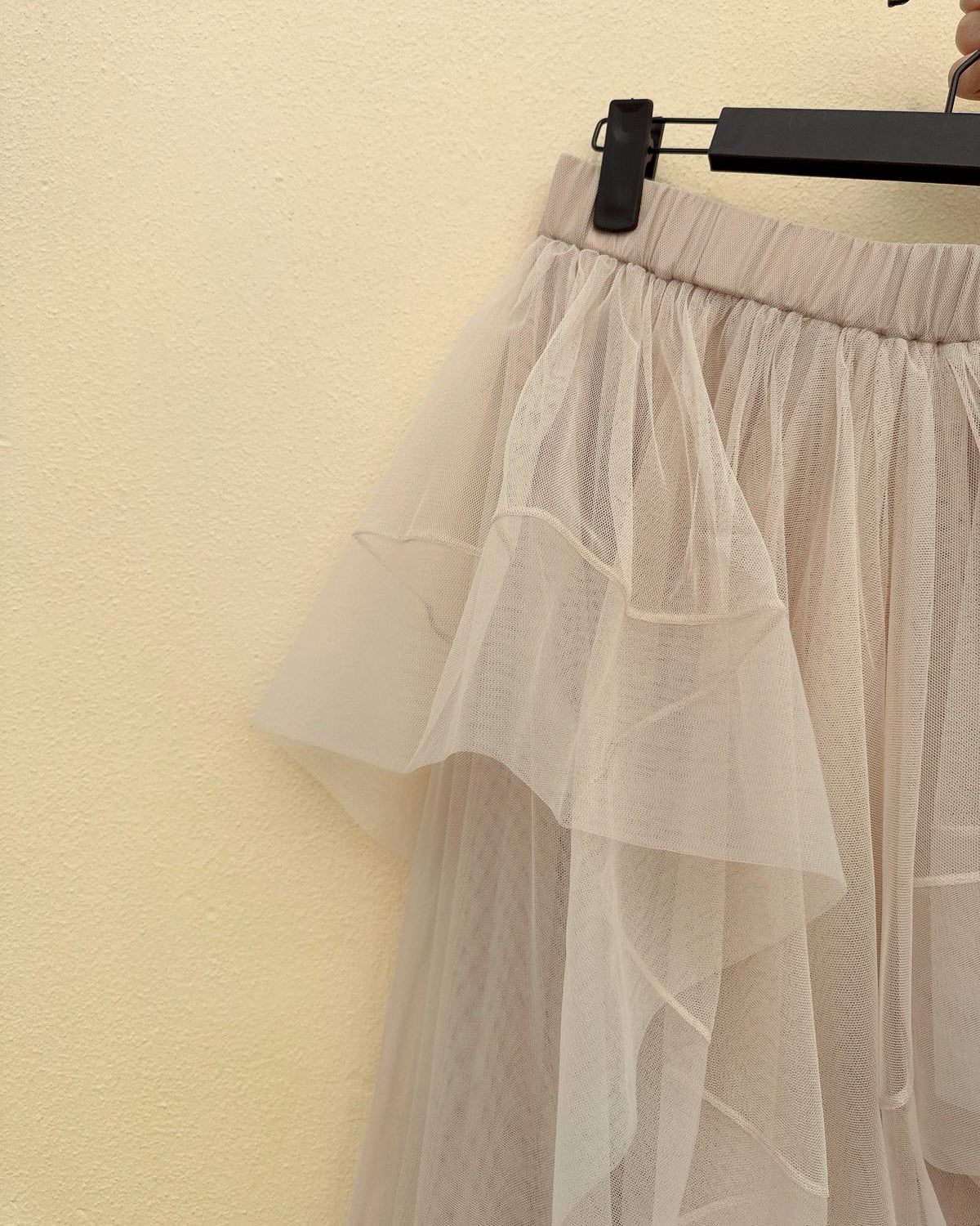 aalis EMBER tiered cascade mesh skirt (Nude)