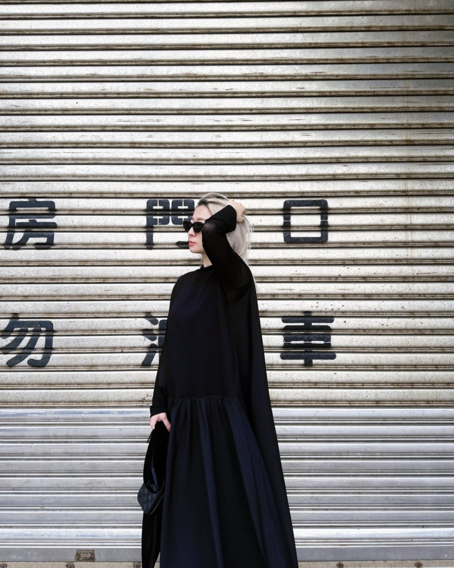 aalis ZANI cape detail maxi dress (Black)