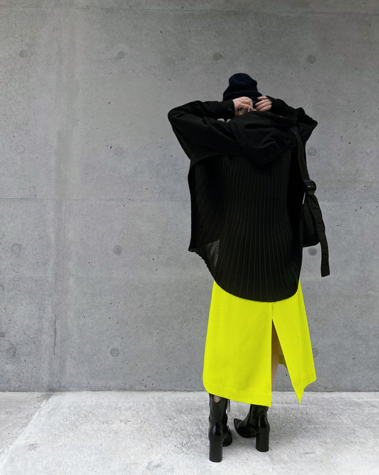 aalis PARMA pleated chiffon hoodie (Black)