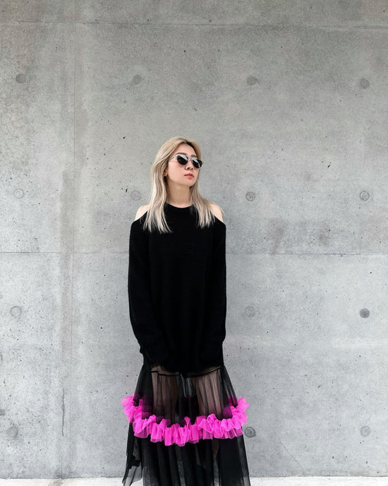 aalis SHYLA cut out shoulder tunic sweater dress (Black)