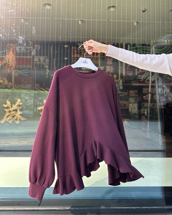 aalis CARA FW25 ruffle hem sweater (Plum)