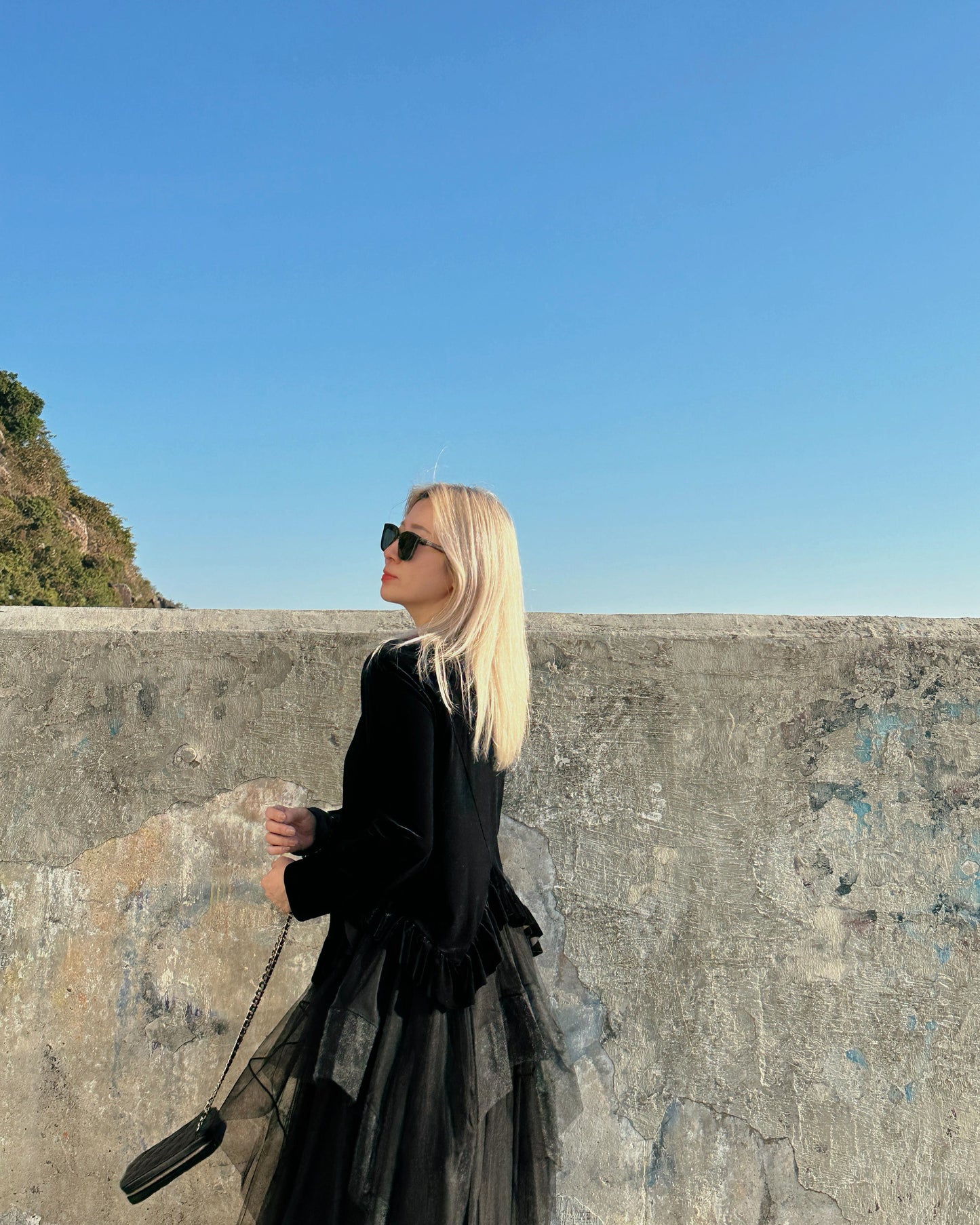 aalis EMBER tiered cascade mesh skirt (Black Mesh)