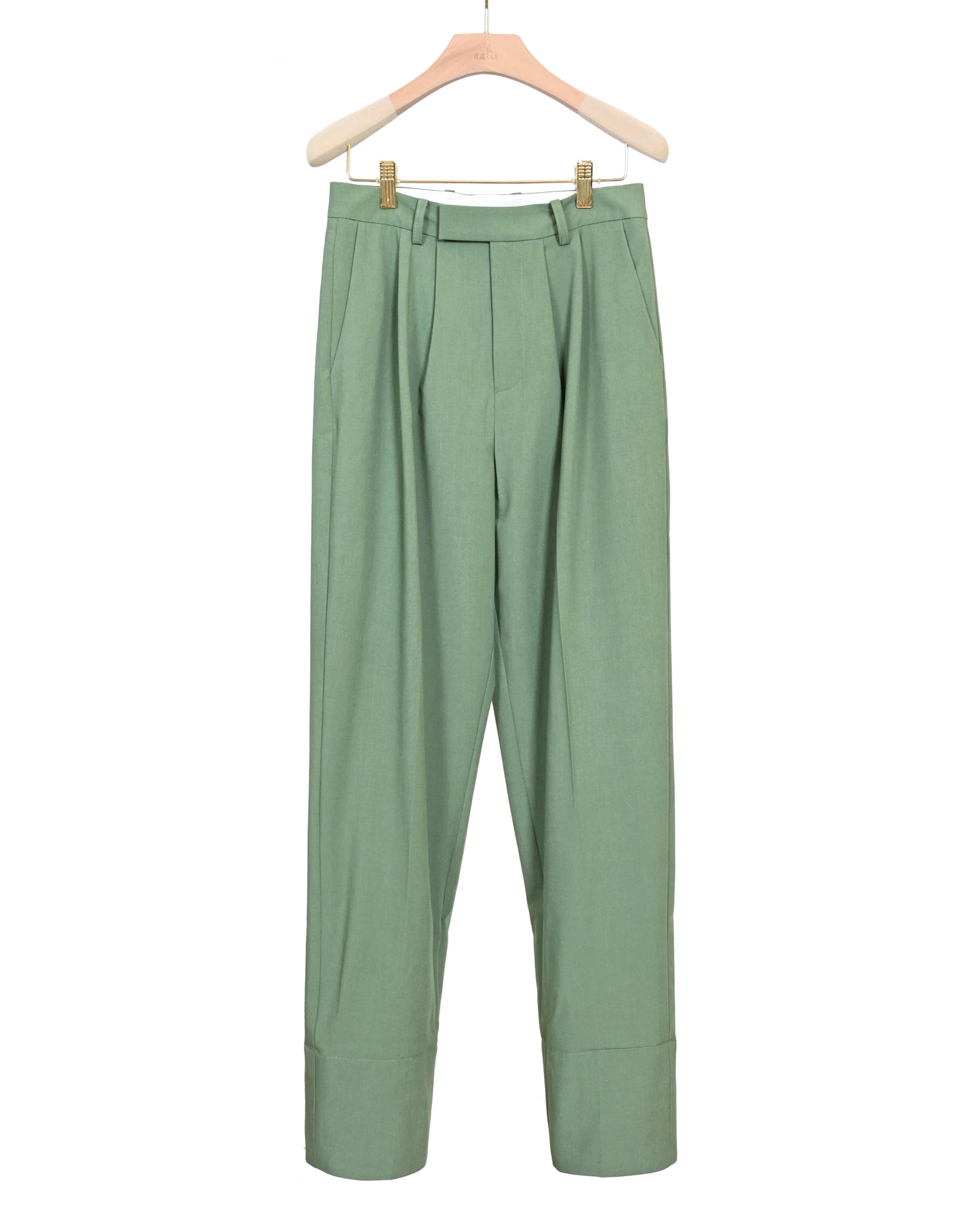 aalis LIZ white cuff suiting pants (Green)