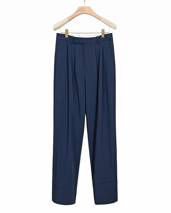 Load image into Gallery viewer, aalis LIZ white cuff suiting pants (Navy)
