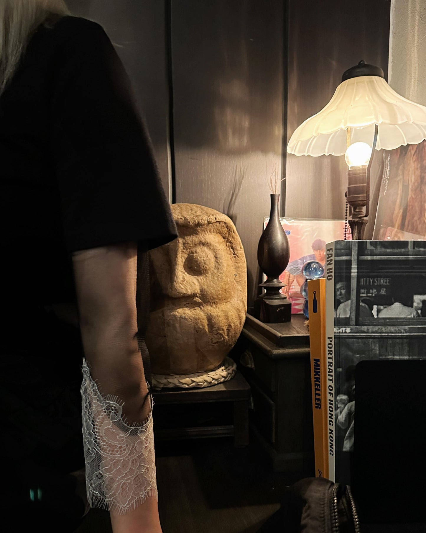 aalis AMARA SS25 mesh lace trim S/S top (Black)