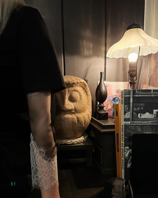 aalis AMARA SS25 mesh lace trim S/S top (Black)