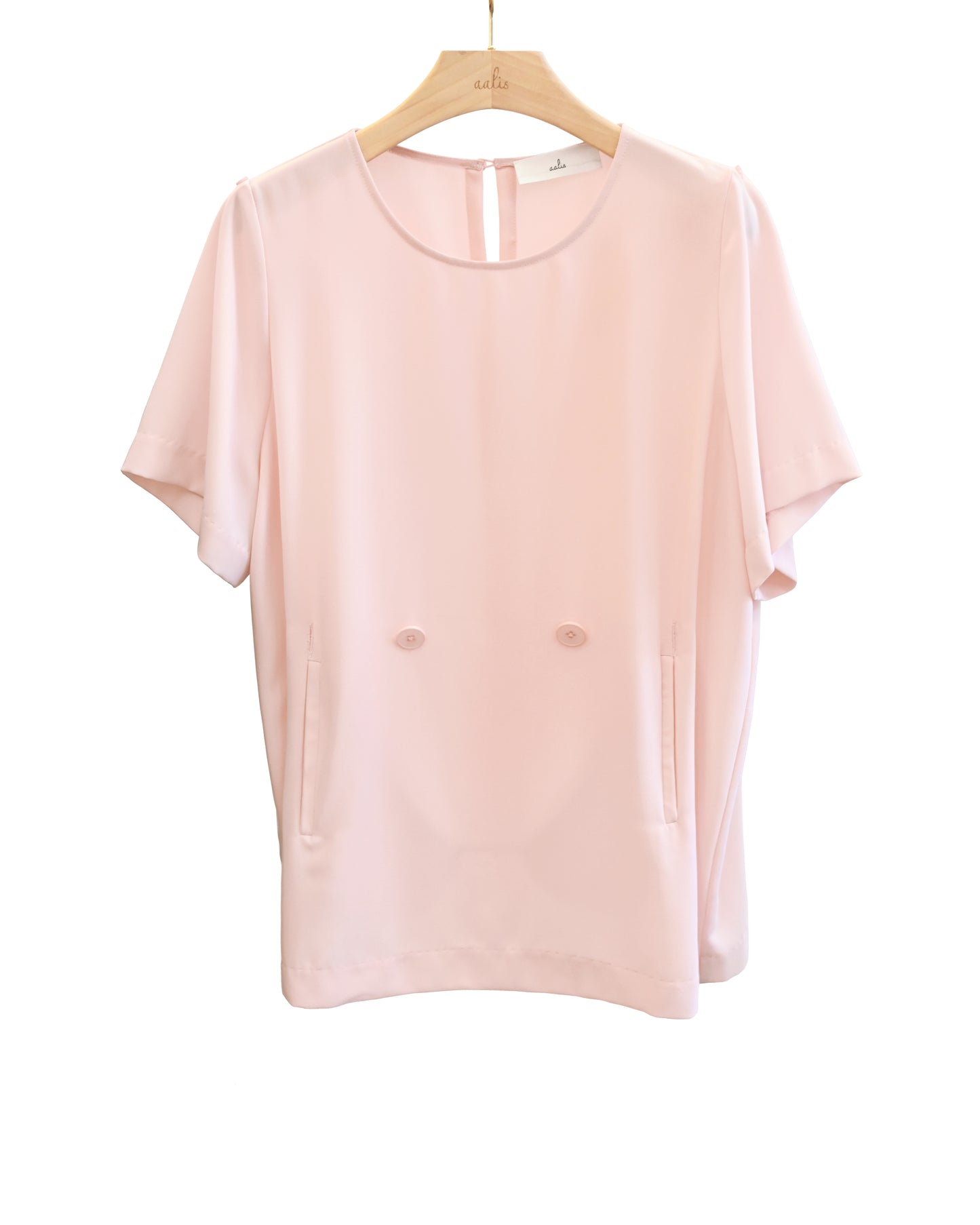 aalis YOKI Woven Tee with buttons detail (Pink)