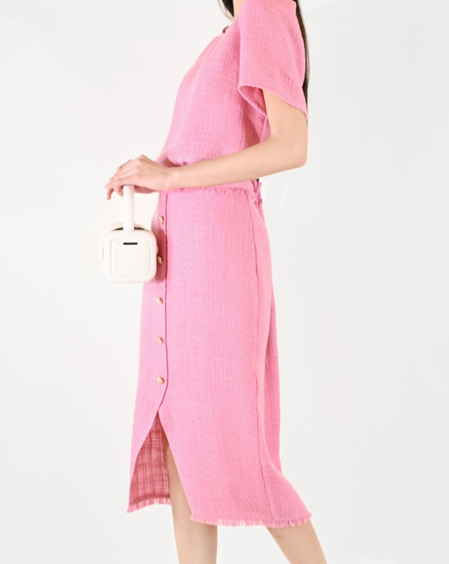 aalis KATELYN front split button skirt (Pink)