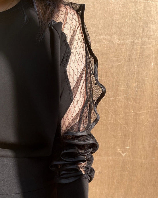 aalis ALIXIA ribbon trim sweater (Black lace)