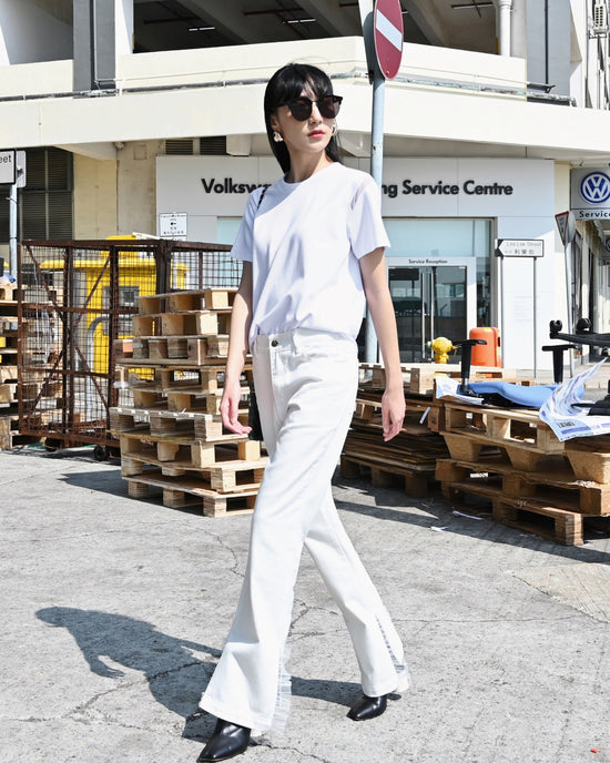 Load image into Gallery viewer, aalis KENDRA hi low hem jeans (White mesh)
