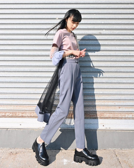 aalis USUN mesh cape on the back fitted pants (Grey)