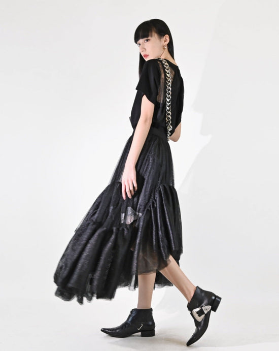 aalis AVAYAH mesh skirt (Glitter black)