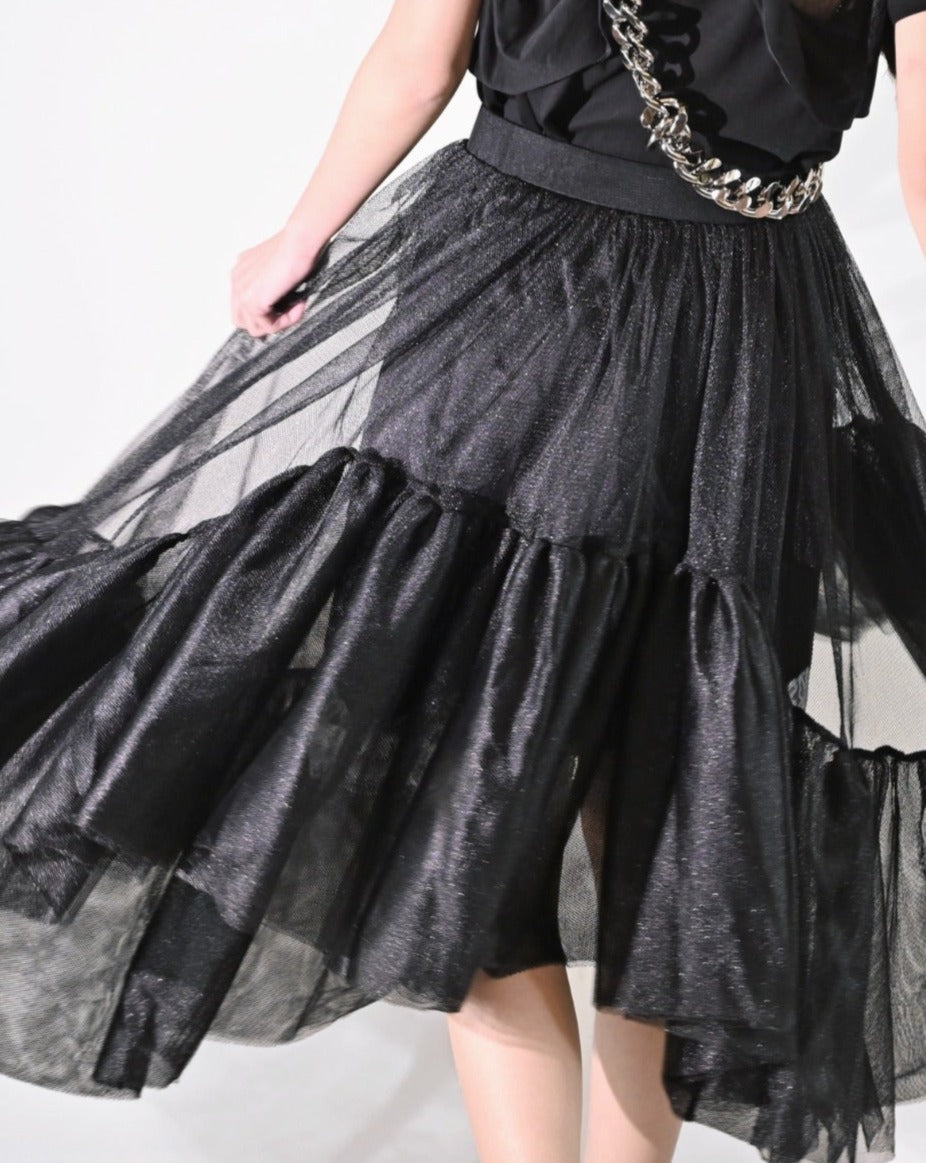 aalis AVAYAH mesh skirt (Glitter black)