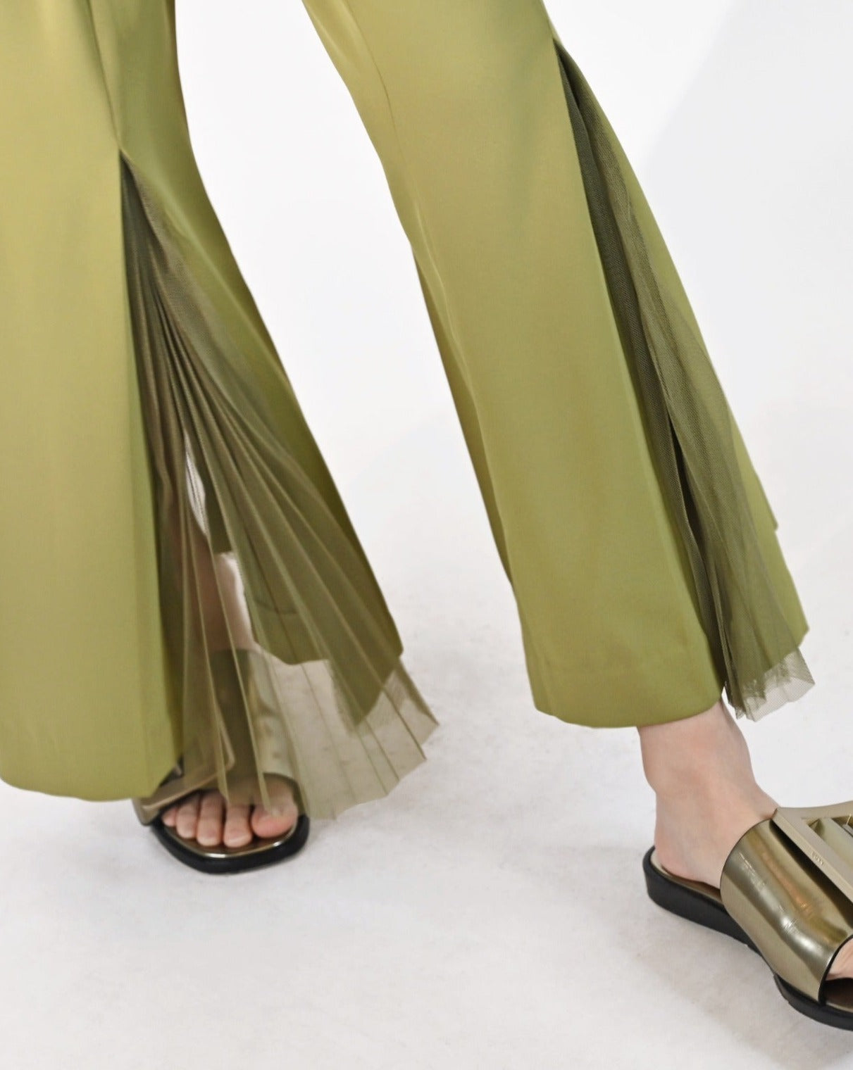 aalis AMEN 褶裥网眼拼接裤（绿色）