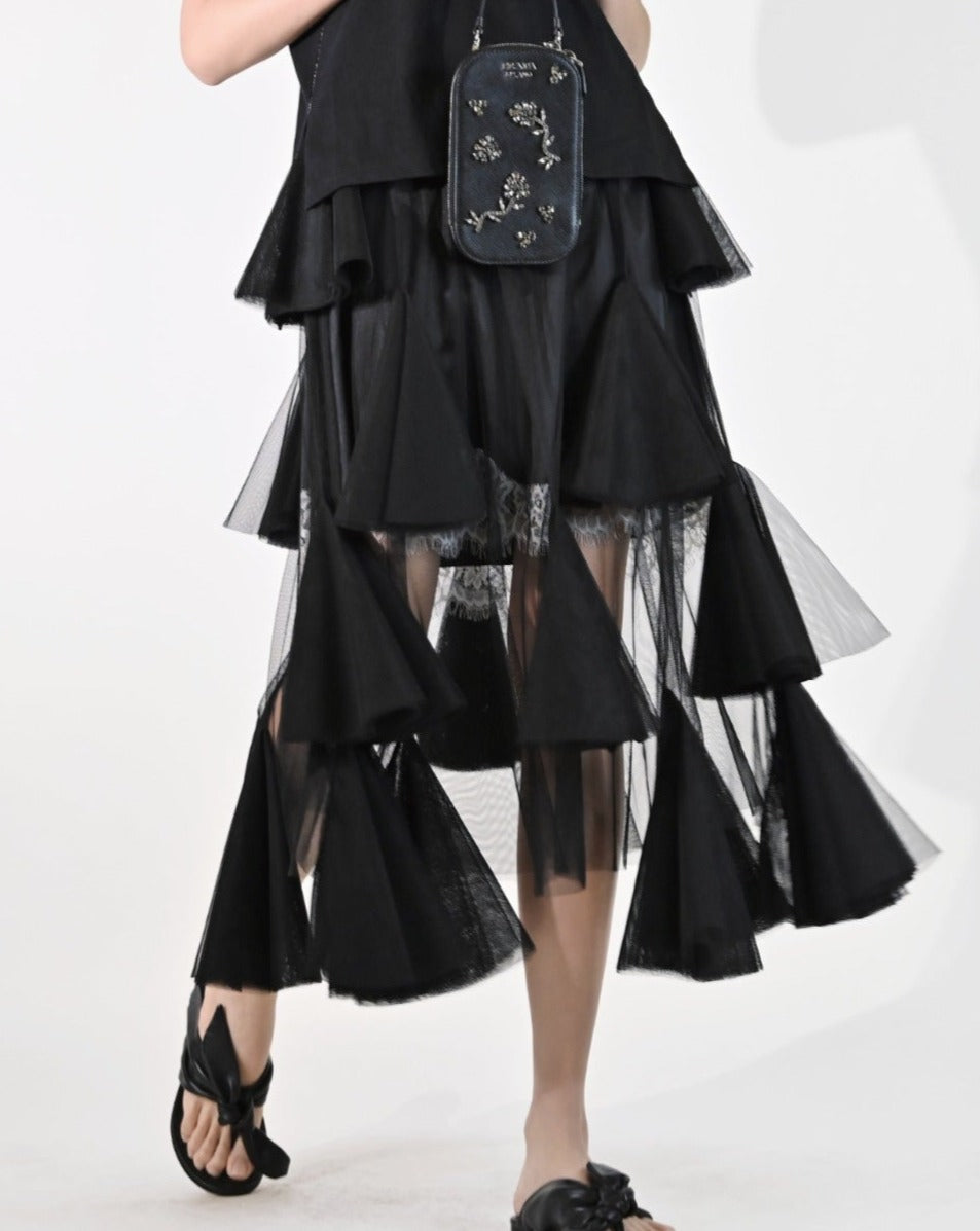 Load image into Gallery viewer, aalis ANAHI mesh skirt (Black)
