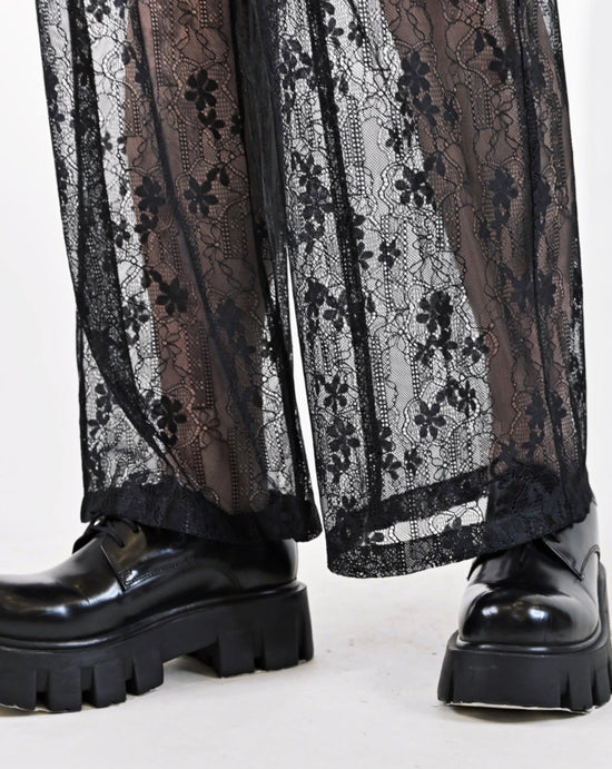 aalis NIAM striped lace pants (Black)