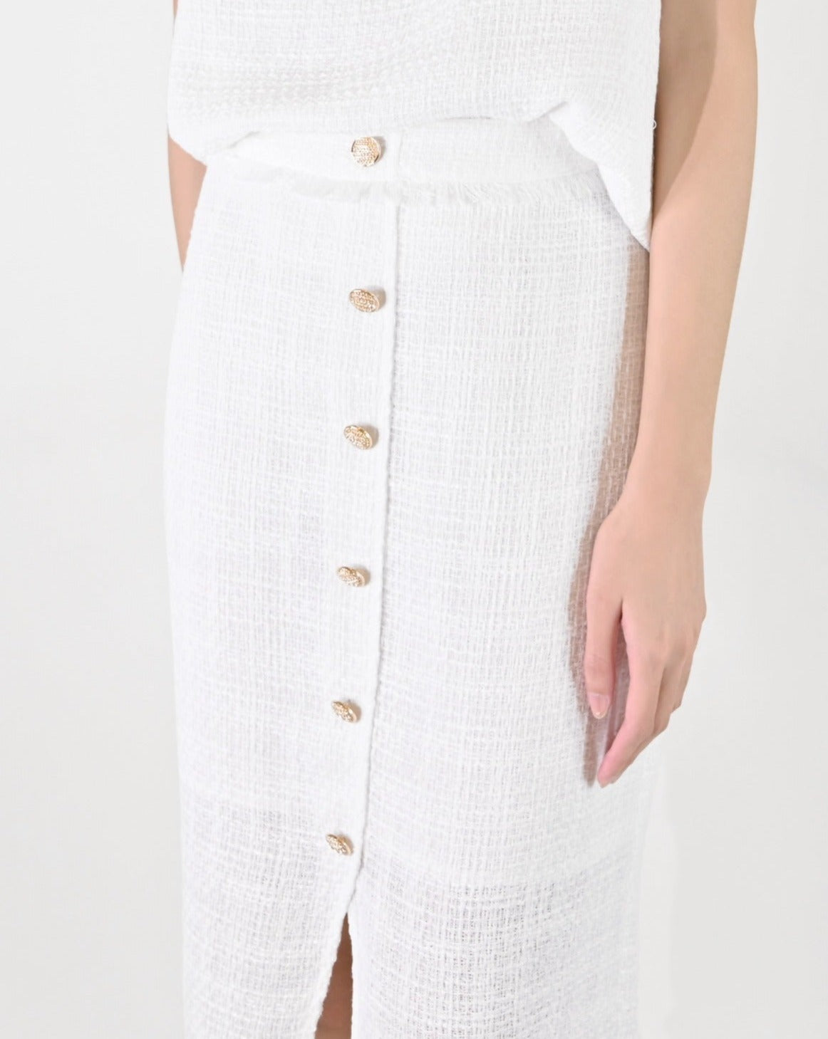 aalis KATELYN front split button skirt (White)