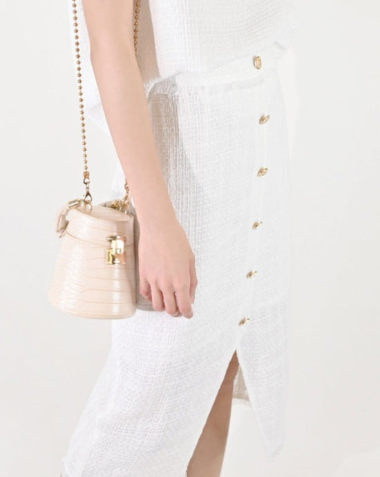 aalis KATELYN front split button skirt (White)
