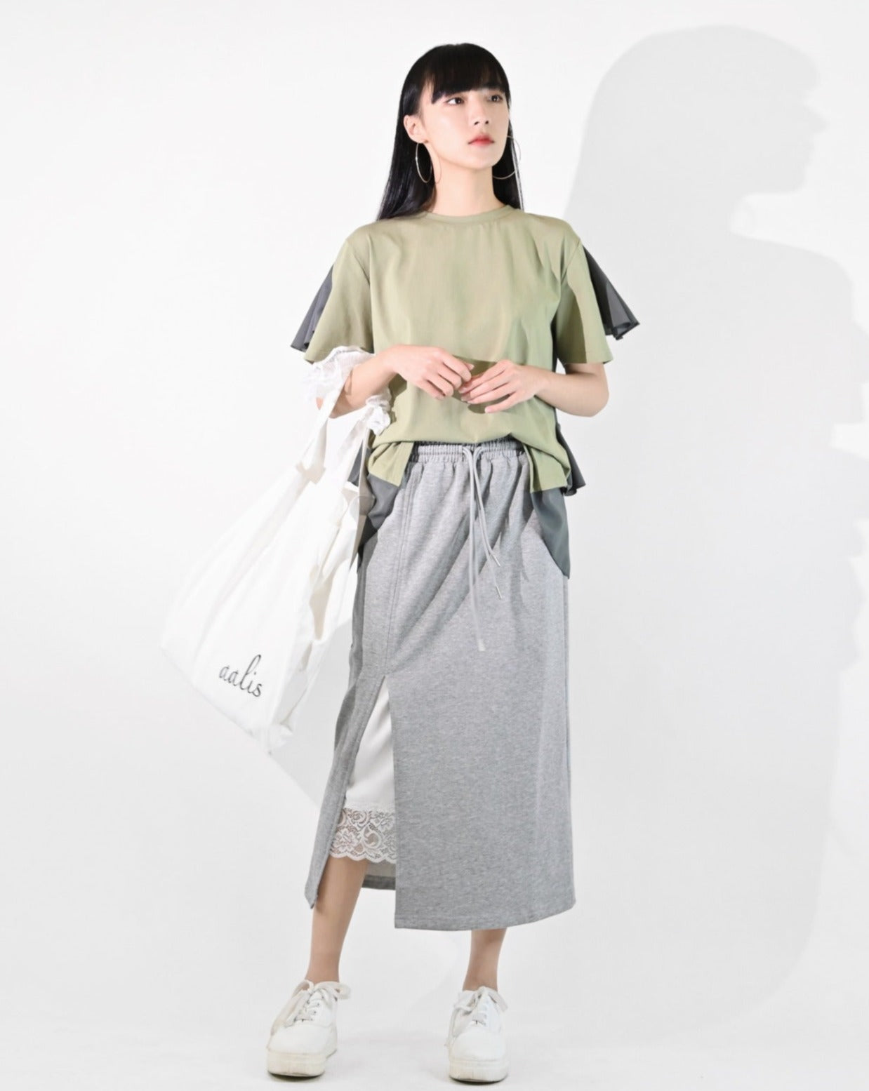 Load image into Gallery viewer, aalis ROMINA front split skirt with lining (Heather grey)
