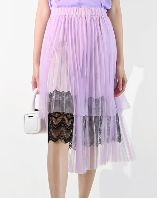 aalis DAKOTA 2 tiers pleated mesh skirt (Lilac)