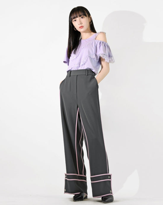 aalis CHERIKA shirt cuff hem detail relaxed suiting pants (Charcoal)